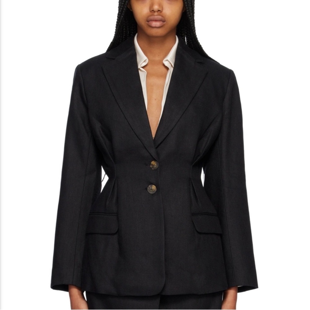 Anine Bing Black Tailored Two-Button Blazer